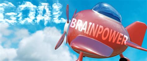 Brainpower Helps Achieve A Goal Pictured As Word Brainpower In Clouds