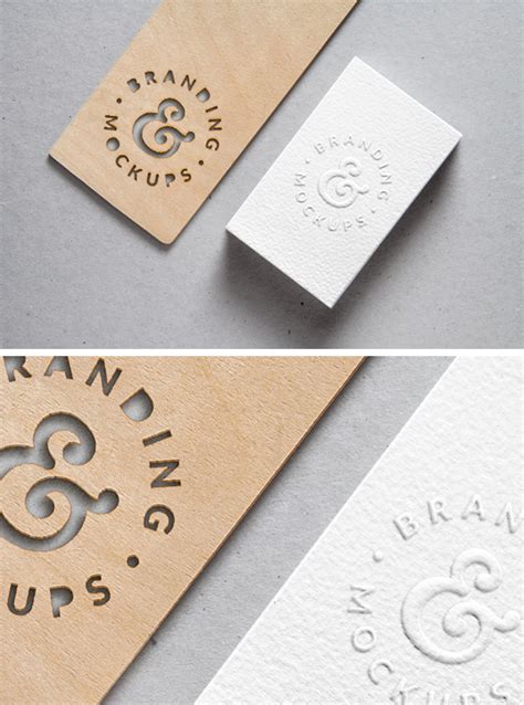 cutout wood embossed  card mockup graphicburger