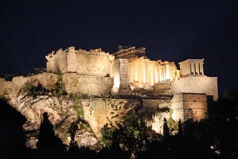 The Acropolis At Night Athens Greece It Was Spectacular