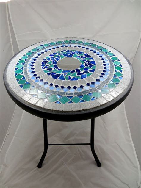 Custom mosaic table top backers. Round mosaic side table or plant stand - RESERVED FOR ...
