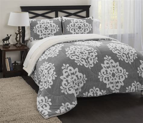 Sherpa Damask Jacquard Comforter Set Sears