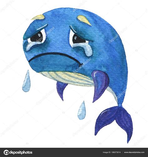 Watercolor Crying Whale Sad — Stock Photo © Kattarinapo 186273014