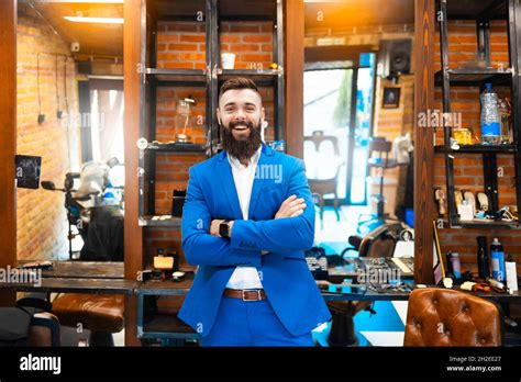 Hair Salon Owner Posing Inside His Business Stock Photo Alamy
