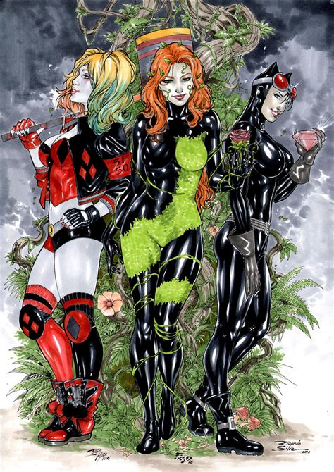 Harley Quinn Poison Ivy And Catwoman By Ricardosilvaart On Deviantart