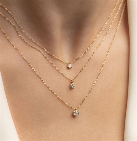 Solitaire Diamond Necklace Natural Diamond Pendant 14k Solid Etsy