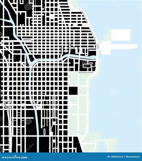 Urban Vector City Map Of Chicago Usa Stock Vector Illustration Of