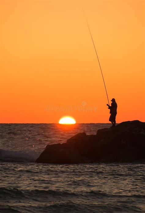 Fishing At Sunset Stock Photo Image Of Water Half Nature 19995806