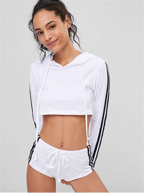 crop top hoodie and shorts sweat suit white s active wear pants active wear for women suits