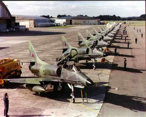 Rnzaf A4k Skyhawk Aircraft Lined Up On The Flightline Rnzaf Base Ohakea