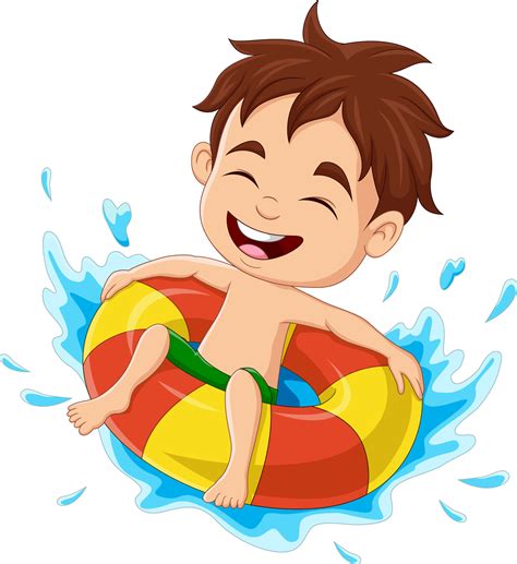 Cartoon Little Boy Having Fun In Swimming Pool 6605355 Vector Art At