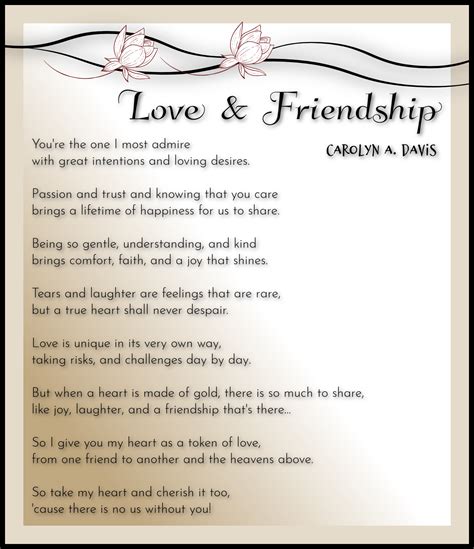 Love And Friendship Carolyn A Davis Friendship Poems