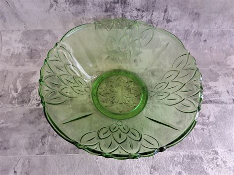 Green Glass Bowl Serving Bowl Green Glassware Green Etsy Uk