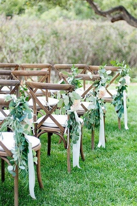Greenery With Cream Ribbons Is Simple Lovely Aisle Decor