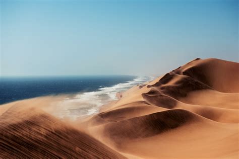 1080p Coast Dune Namib Desert Africa Earth Ocean Desert Hd Wallpaper