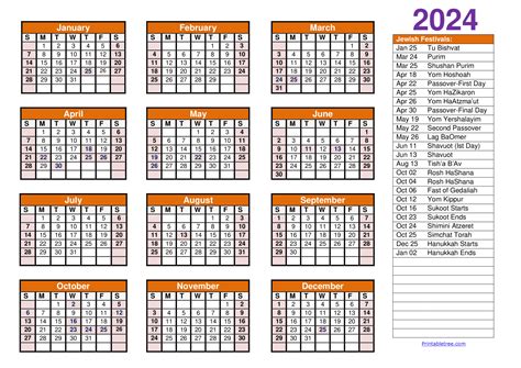 Jewish Calendar 2023 2024 Pdf Templates With Jewish Holidays Lists