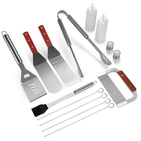 Image Bbq Grill Tool Set 14 Pieces Large Heavy Duty Stainless Steel
