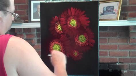 There is now a musty smell to the canvas, and you can see mold on the back of the painting. "Sunny Flowers" Floral speed painting on black canvas ...