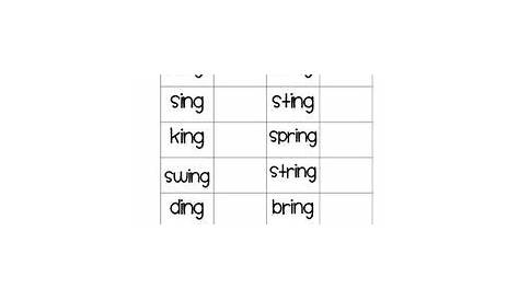ing word family worksheets