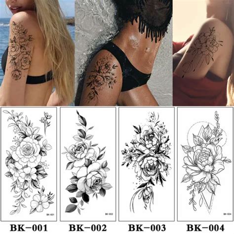 Sexy Temporary Tattoo Sticker Waterproof Leg Arm Flower Fake Tattoos Body Art Au Picclick