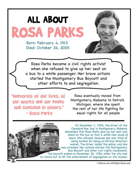 Rosa Parks Day Printables Woo Jr Kids Activities Childrens