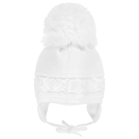 Sätila Of Sweden White Knitted Large Pom Pom Hat Childrensalon