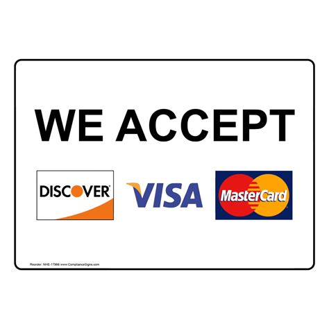 We Accept Discover Visa Mastercard Sign Nhe 17966 Payment Policies