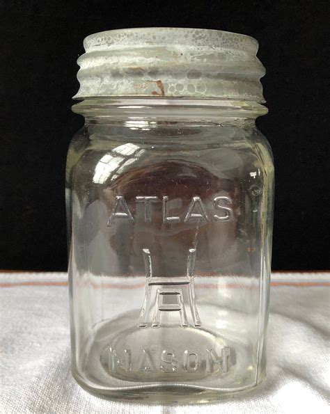 Hazel Atlas Square Mason Jar Zinc Lid Embossed One Etsy Mason Jars