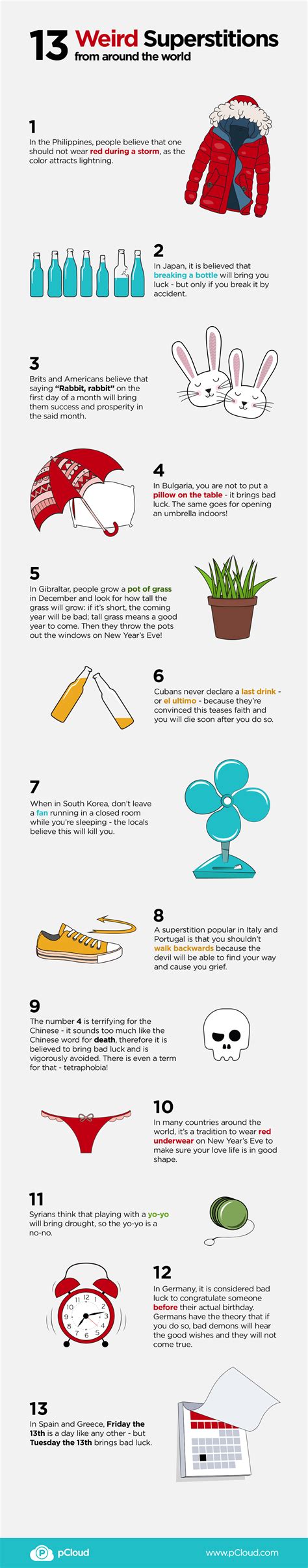13 Weird Superstitions From Around The World Infographic Pcloud Blog
