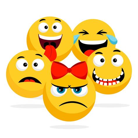 Yellow Faces Emoticons Vector Illustration Happy Smile And Angry Emo