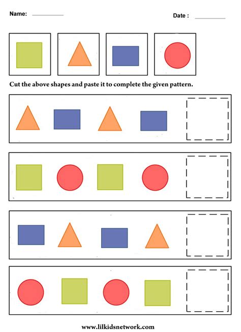 Pattern Worksheet For Preschool Fabad