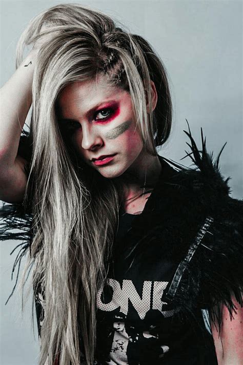 Avril Lavigne Straight Golden Blonde Cornrows Mini Braids Side Part Two