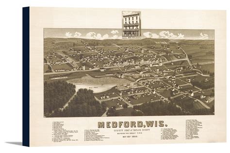 Medford Wisconsin Panoramic Map 18x1175 Gallery Wrapped Stretched