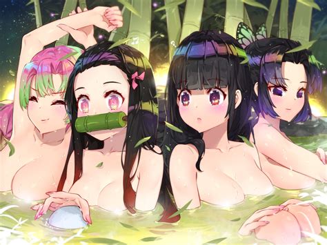 Black Hair Gag Group Kamado Nezuko Kanroji Mitsuri Kimetsu No Yaiba Kochou Shinobu Long Hair