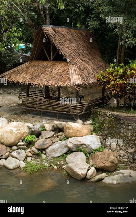 Thailand Thai Hut Near A River Stock Photo Royalty Free Image