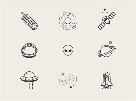 Space Icon Set Space Icons Space Doodles Easy Doodles Drawings