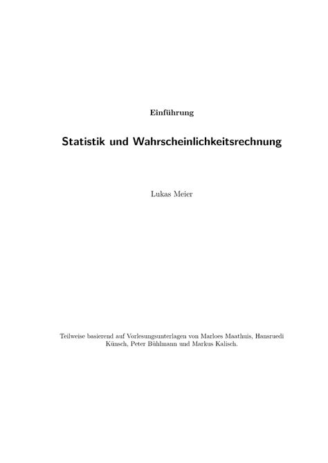 Skript Kopie Statistik V Wahrscheinlichkeitstheorie Tu Dortmund Studocu