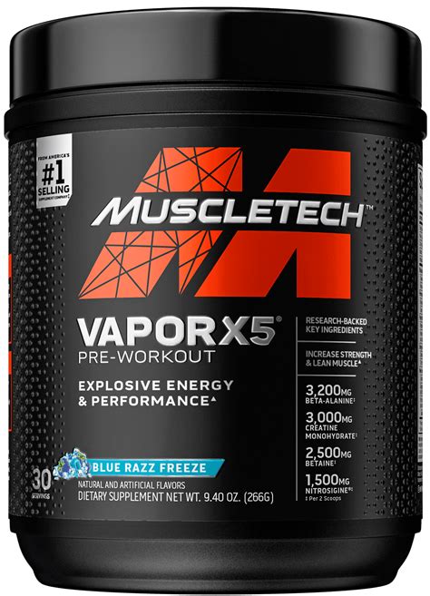 Muscletech Vapor X5 Next Gen Pre Workout Powder Blue Raspberry 30 Servings