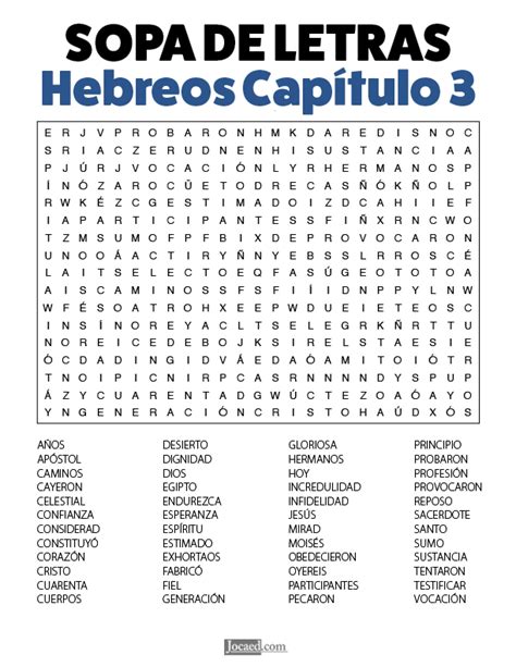 Sopa De Letras De La Biblia Gratis Hebreos Capítulo 3 Sopa De Letras