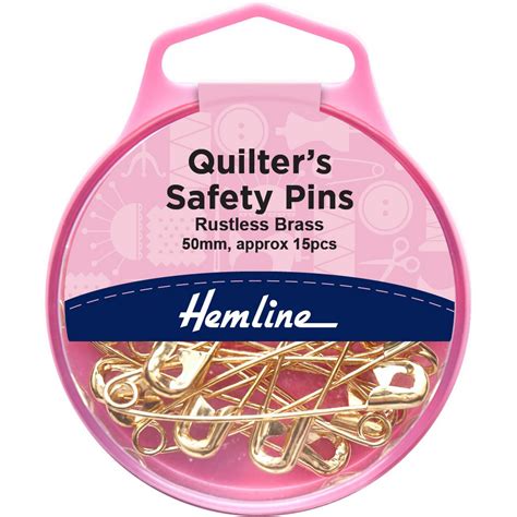 Quilters Safety Pins 50mm 2″rustless Brass 15 Pcs Hemline
