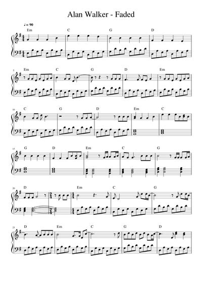 High quality piano sheet music for faded by alan walker. Alan Walker Sheet music free download in PDF or MIDI on ...