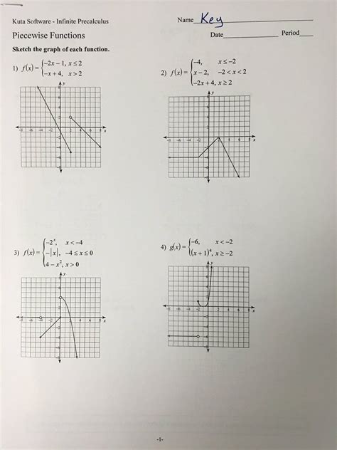 Piecewise Functions Worksheet 1 Answers — Db
