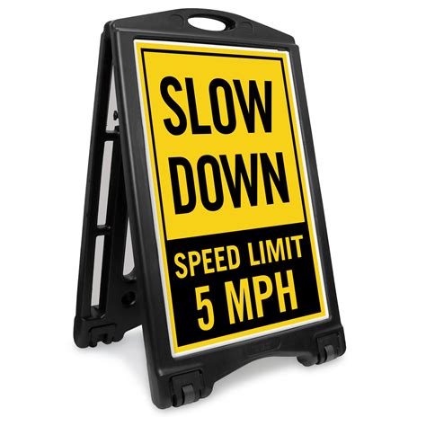 Slow Down Speed Limit 5 Mph Portable Custom Sidewalk Sign Sku K2 3648