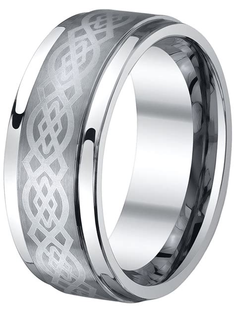 Mens Tungsten 8mm Celtic Knot Wedding Band Mens Ring