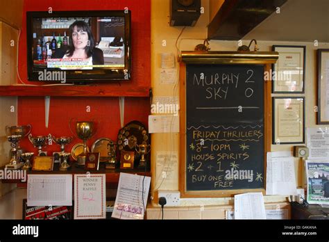 Pub Landlady Karen Murphy Giving An Interview On The Television In Her Pub The Red White And