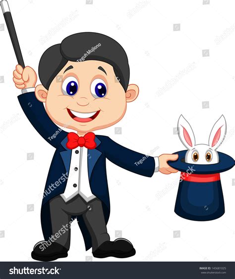 Magician Pulling Out Rabbit His Top Stock Vector Royalty Free