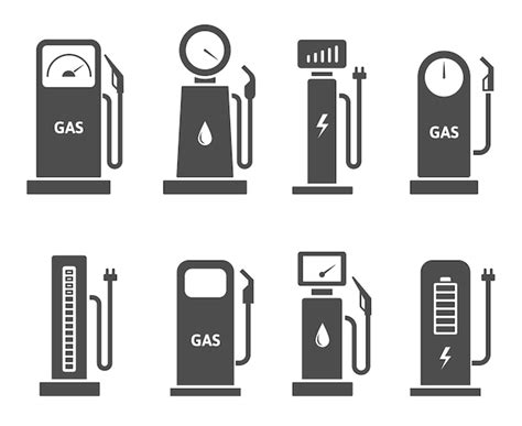 Premium Vector Car Refueling Station Icons Gas And Petrol Pump