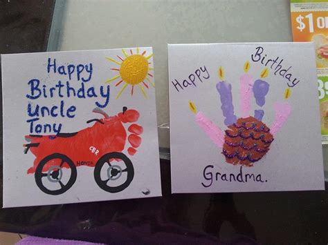 Handprint Birthday Cake Card Footprint Motorbike Cbr Honda Card Art