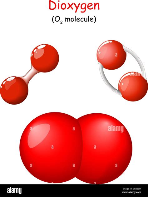 Oxygen Structural Chemical Formula Of Dioxygen O2 Molecule Model