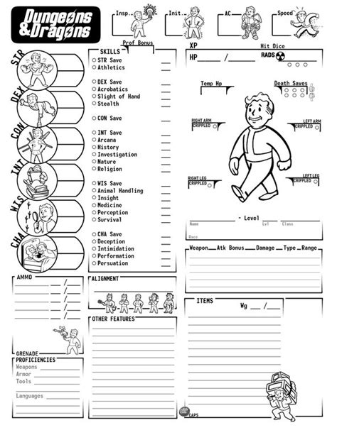 Fallout 5e Character Sheet Character Sheet Character Sheet Template