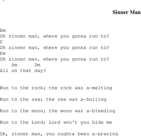 Sinner Man Christian Gospel Song Lyrics And Chords